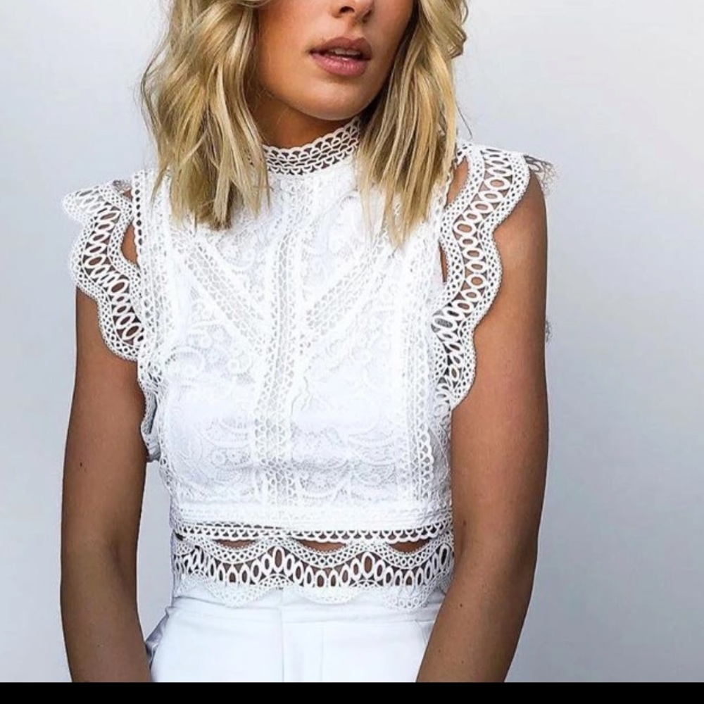 Only 1 Left▪️Lilly Boho Lace top NWT white - Picture 3 of 7